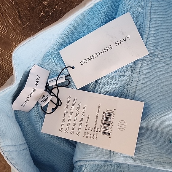 NEW! Something Navy Bridget Button Waist Sweatpants in Sky Blue XS - Picture 8 of 12